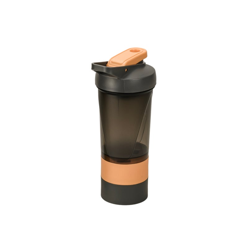 هيرفين زجاجة خلط المشروبات الرياضية من هيريفين، مصنوعة من البولي بروبيلين، سعة 500 مل، مزودة بحاويتين صغيرتين للتخزين، مانعة للتسرب، خالية من مادة BPA، مناسبة للرياضة واللياقة البدنية، للتمارين الرياضية والمكملات الغذائية والسفر - لون أسود (غطاء بألوان متنوعة). - Image 1